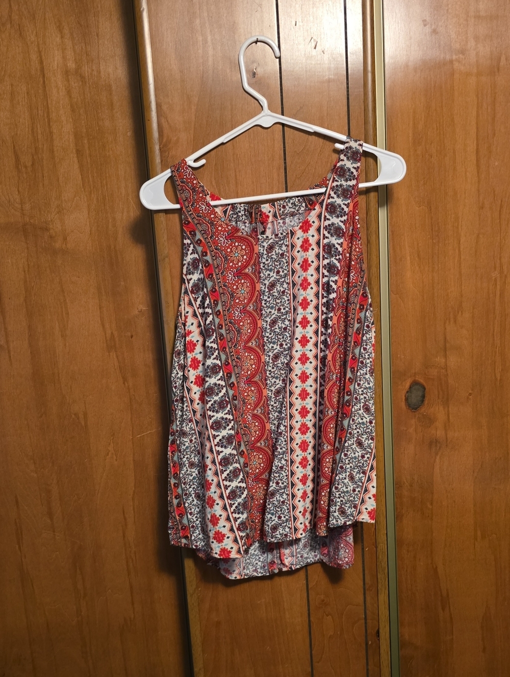 Alyx Red and White Patterned Sleeveless Camisole